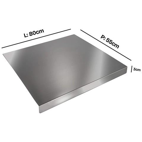 Tagliere Spianatoia In Acciaio Inox Per Uso Alimentare - Varie Misure - Profondità 55 (l80 X P55 X 3cm) - Foto 5