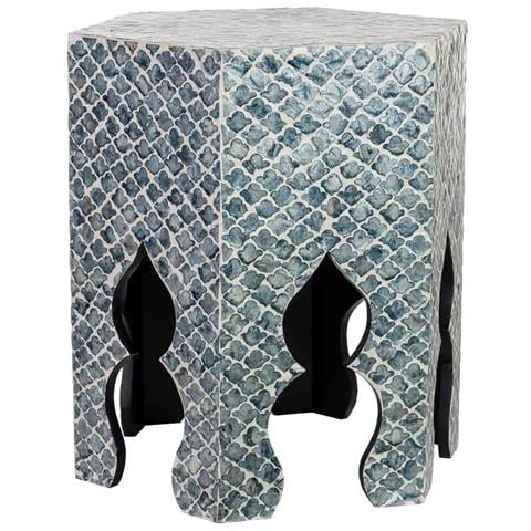 Tavolino Ausiliario In Legno E Capiz Grigio 45x40x50h Cm - Foto 1