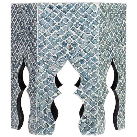 Tavolino Ausiliario In Legno E Capiz Grigio 45x40x50h Cm - Foto 2