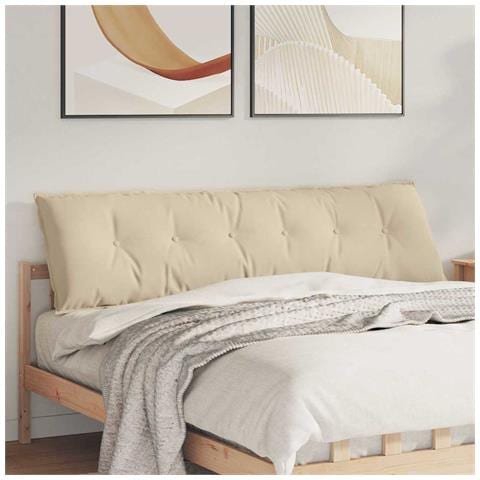 Cuscino per Schiena Crema 180 x 50 cm Tessuto in Microfibra - Foto 2