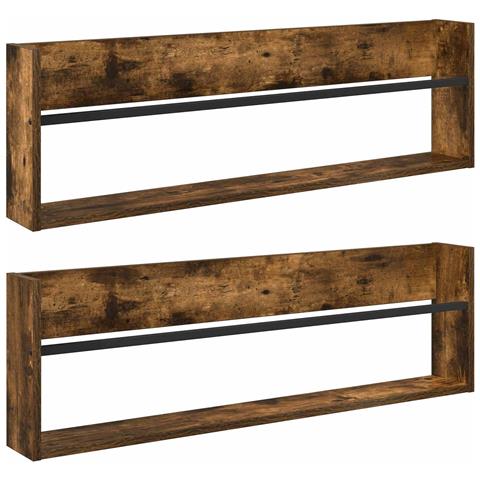Scaffale per riviste 2 pcs Rovere fumé 100 x 12 x 30 cm - Foto 1
