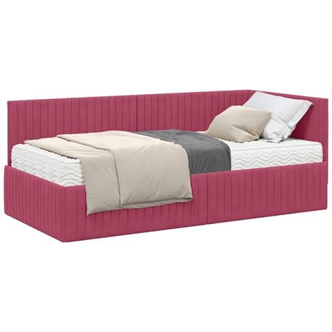 Struttura Letto Angolare con Materasso 2 pcs Verde Velluto - Foto 1