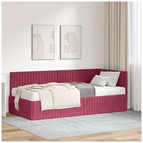 Struttura Letto Angolare con Materasso 2 pcs Verde Velluto - Foto 2