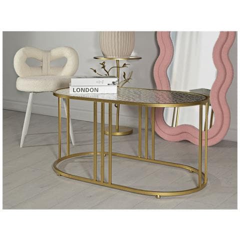 Tavolino Vkh797-oro-metallo-90x50x45 Cm - Foto 8