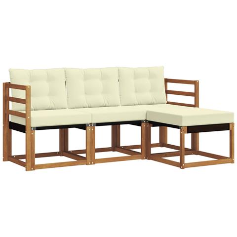 Set di divani da esterno con cuscino 4 pcs Naturale e Crema - Foto 1