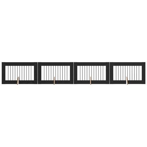 Cancello per cani con supporti 4 pcs Rovere Nero 100 x 60 cm - Foto 1