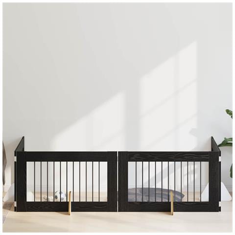 Cancello per cani con supporti 4 pcs Rovere Nero 100 x 60 cm - Foto 2