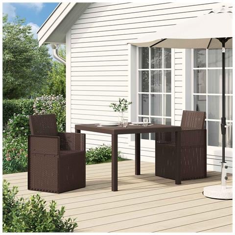 Sedie da pranzo da giardino 2 pcs Marrone PP - Foto 2
