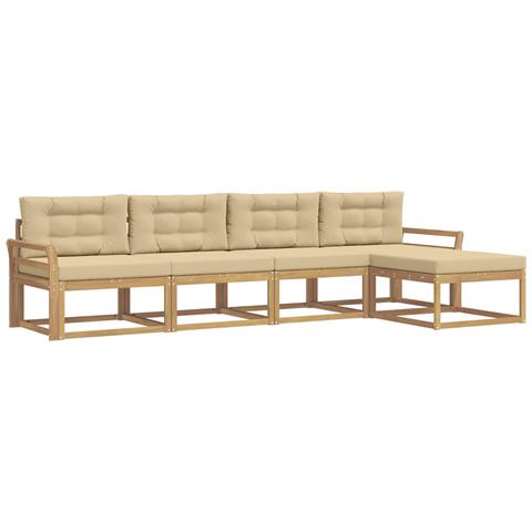 Set di divani da esterno 4 pcs Bianco e Beige Poliestere - Foto 1