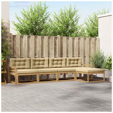 Set di divani da esterno 4 pcs Bianco e Beige Poliestere - Foto 2