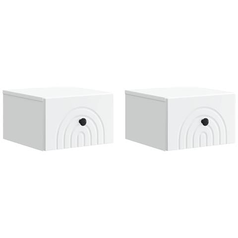 Mobiletto da notte a muro 2 pcs Bianco 33 x 34,5 x 20 cm - Foto 1