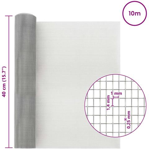 Rete per schermatura 40 x 1000 cm 18 Mesh Argento - Foto 7