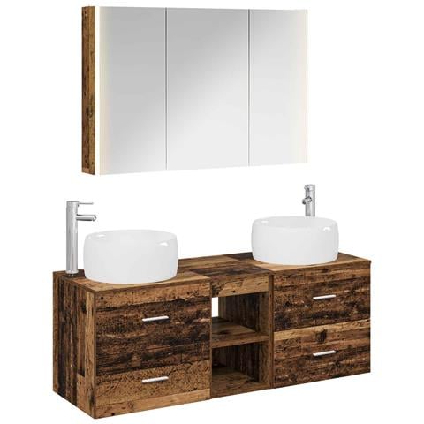 Set di mobili per il bagno 4 pcs Legno antico - Foto 1