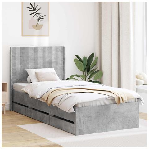 Struttura del letto con stoccaggio e testata Grigio Cemento - Foto 10