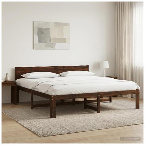 Letto matrimoniale con testiera ROSTOCK Marrone Scuro - Foto 2