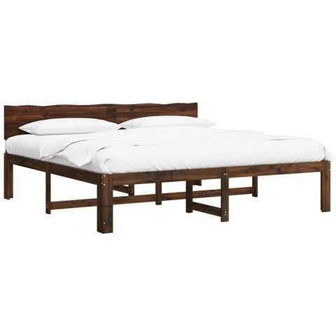 Letto matrimoniale con testiera ROSTOCK Marrone Scuro - Foto 1