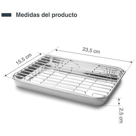 15563 - Vassoio essenziale con griglia, in acciaio inox, adatto al forno - Foto 3