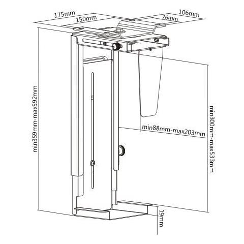 ICA-CS 66 - Supporto CPU sotto-scrivania / parete regolabile - Foto 8