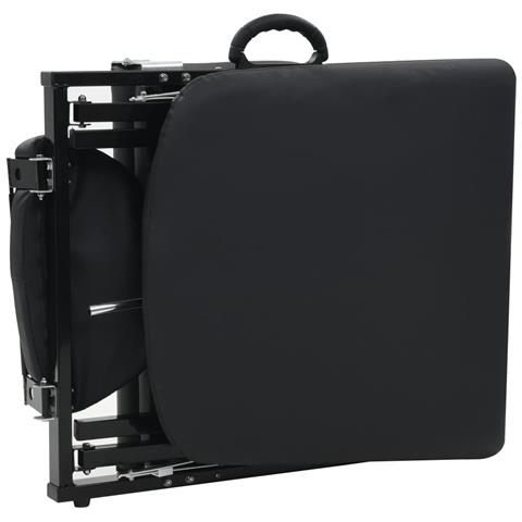 Lettino Da Massaggio Portatile In Similpelle 185x78x76 Cm Nero - Foto 2