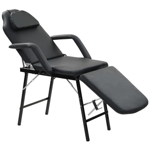 Lettino Da Massaggio Portatile In Similpelle 185x78x76 Cm Nero - Foto 1