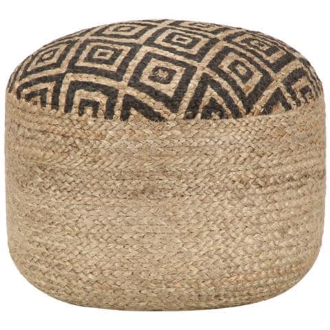 Pouf Lavorato A Mano Nero 45x30 Cm In Juta - Foto 1