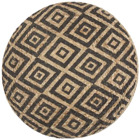 Pouf Lavorato A Mano Nero 45x30 Cm In Juta - Foto 3