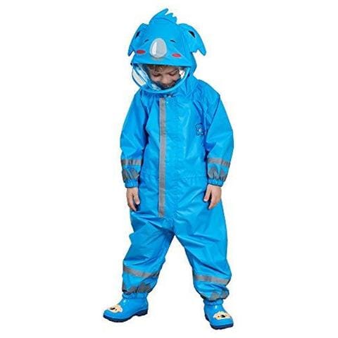 Raincoat Bambini Incappucciati Delle Ragazze Dei Ragazzi Pozzanghera Completo Blu Koala Modello Impermeabile Indumenti Impermeabili Muddy Vestito Leggero Portatile All In One Rainsuit Traspirante Pvc Trasparente Brim Hat Zipper Unisex 3-5 Anni - Foto 1