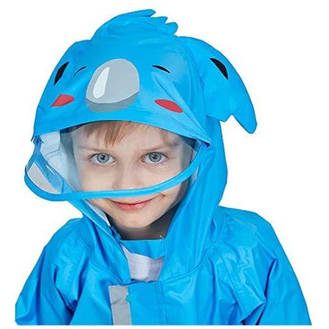 Raincoat Bambini Incappucciati Delle Ragazze Dei Ragazzi Pozzanghera Completo Blu Koala Modello Impermeabile Indumenti Impermeabili Muddy Vestito Leggero Portatile All In One Rainsuit Traspirante Pvc Trasparente Brim Hat Zipper Unisex 3-5 Anni - Foto 4