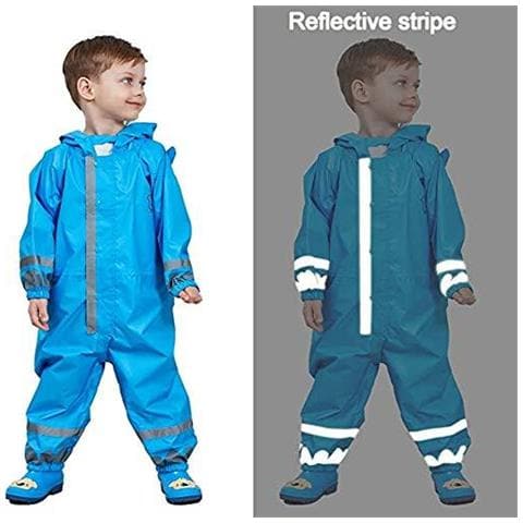 Raincoat Bambini Incappucciati Delle Ragazze Dei Ragazzi Pozzanghera Completo Blu Koala Modello Impermeabile Indumenti Impermeabili Muddy Vestito Leggero Portatile All In One Rainsuit Traspirante Pvc Trasparente Brim Hat Zipper Unisex 3-5 Anni - Foto 2
