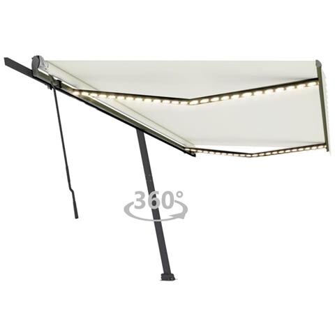 Tenda da Sole Retrattile Manuale con LED 500x300 cm Crema - Foto 1