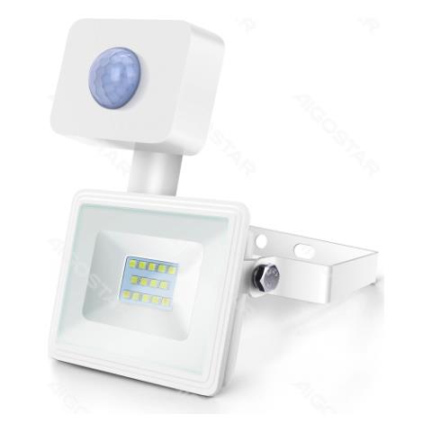 Faro Led Slim Bianco 10w Con Sensore Movimento 900 Lumen 4000k Luce Naturale -in Alluminio- Ip65 L130*w151*h56mm - Foto 1