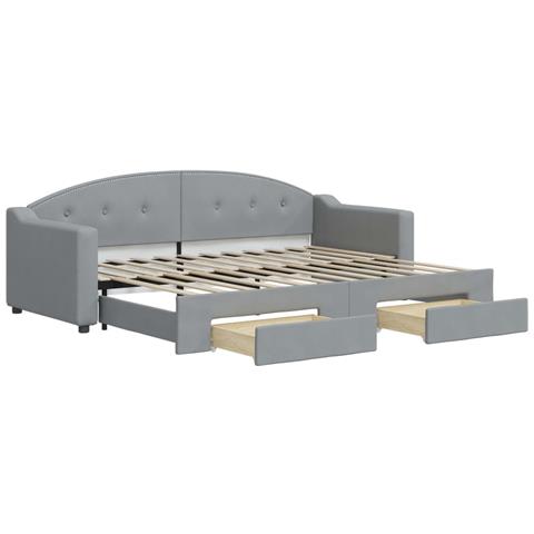 Divano Letto Estraibile Cassetti Grigio Chiaro 80x200cm Tessuto - Foto 1