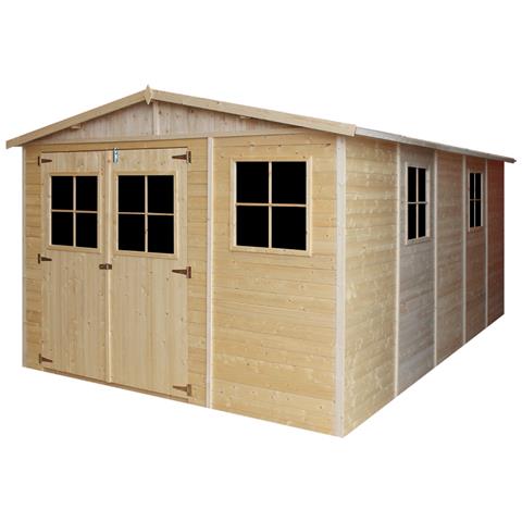Casa Da Giardino In Legno Naturale Con Pavimento Impregnato H226x516x324 Cm / 15 M²- Magazzino Esterno Con Finestre - Timbela M337 - Foto 2