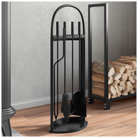 Set Attrezzi Per Caminetto 5 Pz 23x15x66 Cm In Acciaio - Foto 1