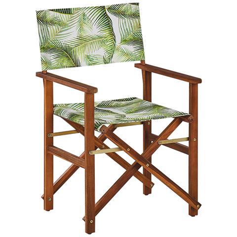 Set Di 2 Sedie Legno Di Acacia Scuro Grigio Motivo Foglie Di Palma Verde Cine - Foto 6