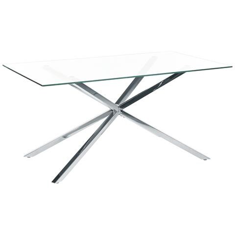 Tavolo Da Pranzo Vetro Temperato Argento 160 X 90 Cm Cora - Foto 2