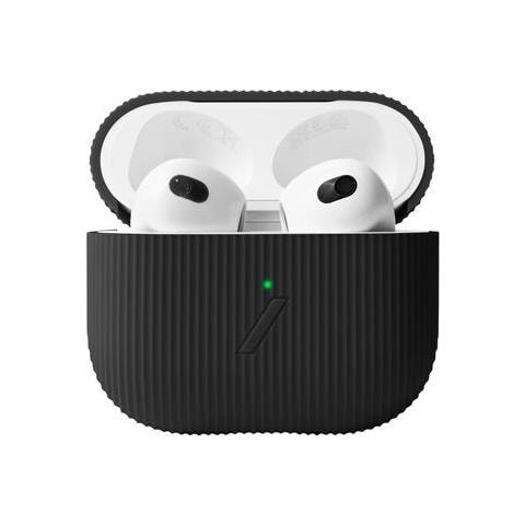 Cover Per Airpods 3 Curve In Silicone Con Texture Striata, Nero - Foto 2