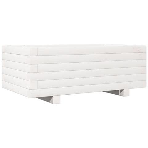 Fioriera Da Giardino Bianca 70x40x26,5cm Legno Massello Di Pino - Foto 2