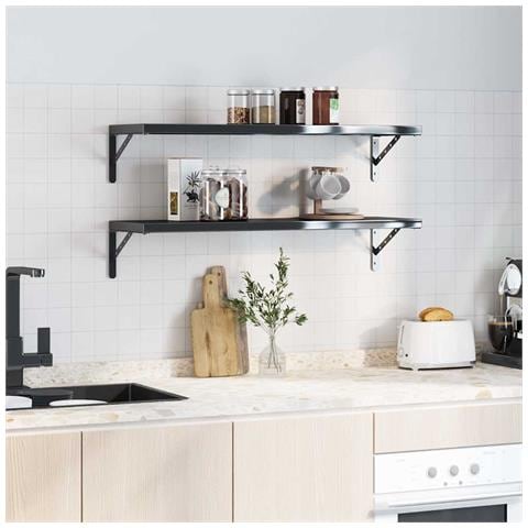 Staffe Per Mensola 4 Pz 30x2,5x15,5 Cm In Acciaio Inox Nero - Foto 2