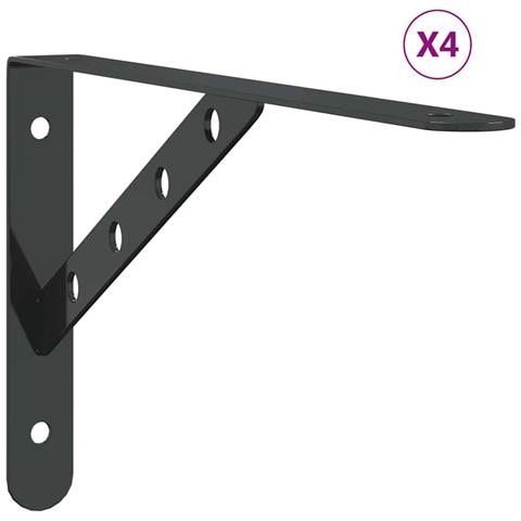 Staffe Per Mensola 4 Pz 30x2,5x15,5 Cm In Acciaio Inox Nero - Foto 1