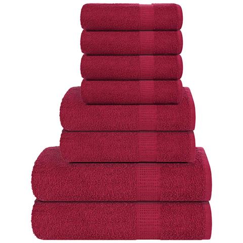 Set Asciugamani 8 Pz Bordeaux 360 Gsm 100% Cotone - Foto 1