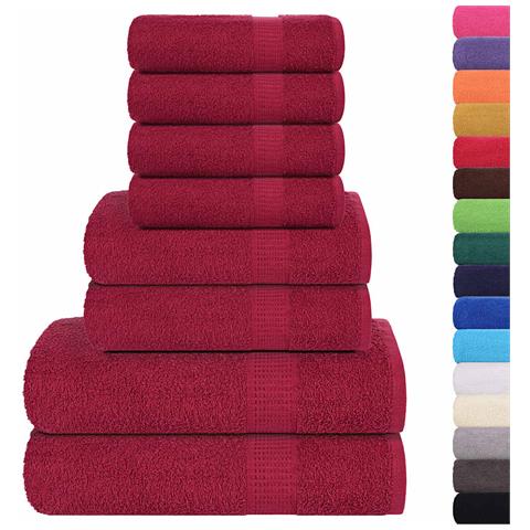 Set Asciugamani 8 Pz Bordeaux 360 Gsm 100% Cotone - Foto 2
