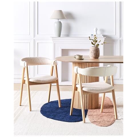 Set Di 2 Sedie Da Pranzo Day Bouclé Marrone Chiaro /beige - Foto 1