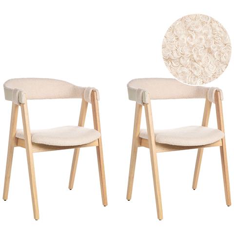 Set Di 2 Sedie Da Pranzo Day Bouclé Marrone Chiaro /beige - Foto 2