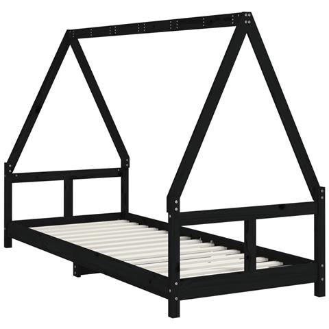 Giroletto per Bambini Nero 80x200 cm in Legno Massello di Pino - Foto 9