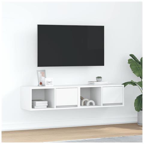 Mobili TV a Parete 2pz Bianchi 60x31x25,5 cm Legno Multistrato - Foto 1