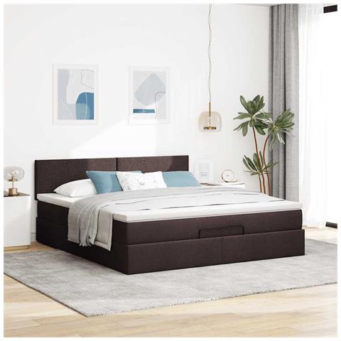 Struttura Letto Pouf Con Materasso 180x200 Cm In Tessuto - Foto 3