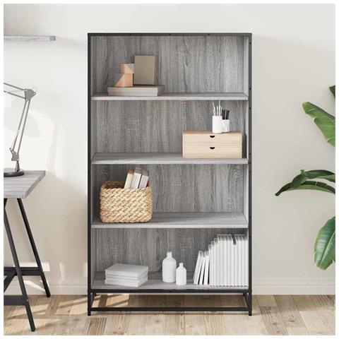 Libreria Grigio Sonoma 80,5x35x139 Cm In Truciolato - Foto 3