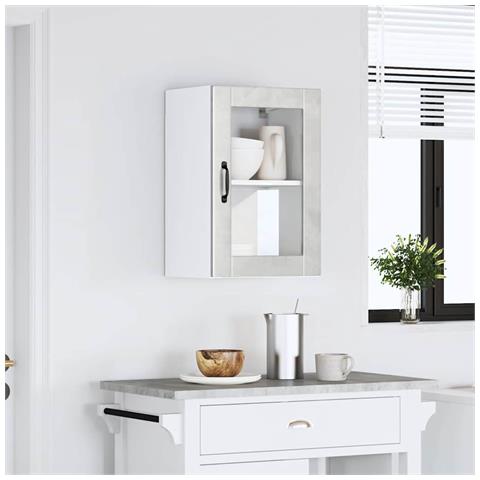 Pensile Da Cucina Con Porta In Vetro Porto Grigio Cemento - Foto 3