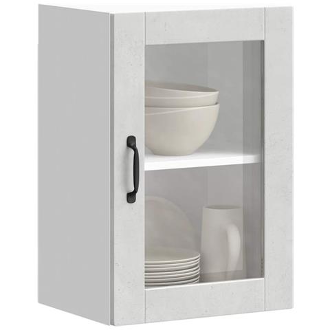 Pensile Da Cucina Con Porta In Vetro Porto Grigio Cemento - Foto 1